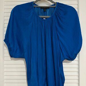 Banana Republic Factory Blue Pleated Short Sleeve Blouse – Size M